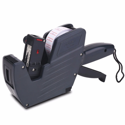 Handheld date batch label printer with ink wheels and label roll attached