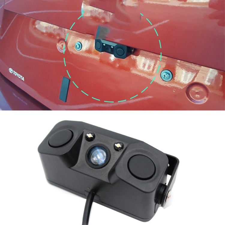 Car-mounted reversing camera module near license area, black housing
