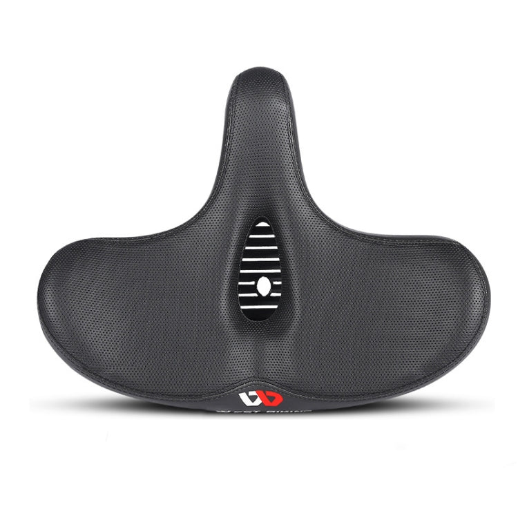 Bicycle shock-absorbing soft saddle in dark gray with rear cutout and ergonomic shape