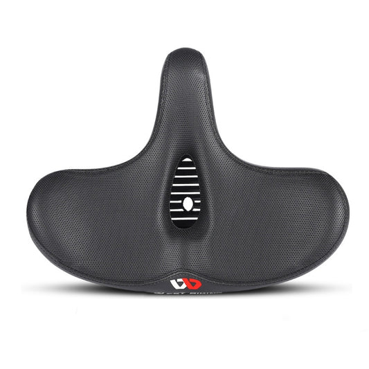 Bicycle shock-absorbing soft saddle in dark gray with rear cutout and ergonomic shape