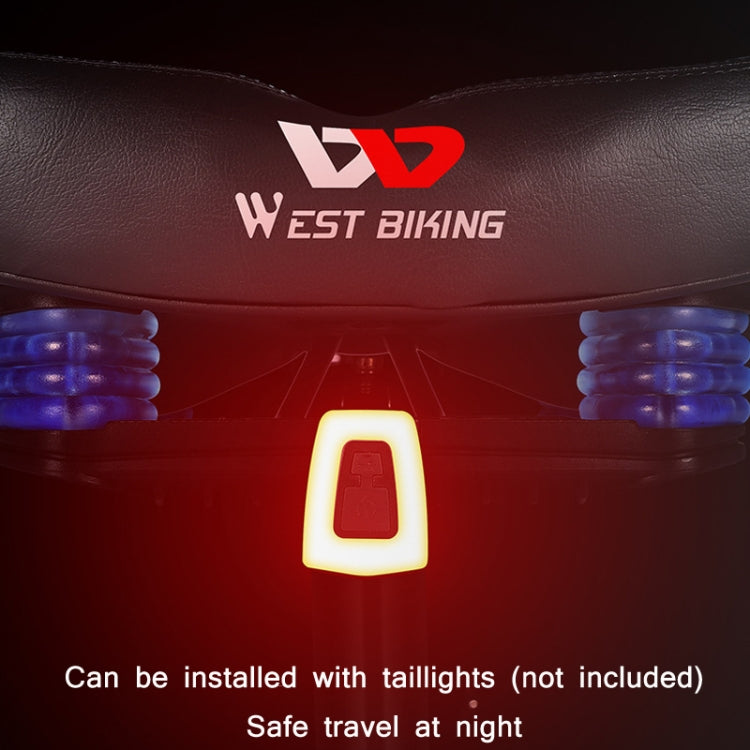 Bike saddle top view with branded logo and two blue suspension spring housings