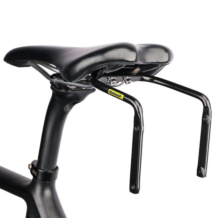 Black bicycle tail bag stabilizer with mounting frame near the saddle