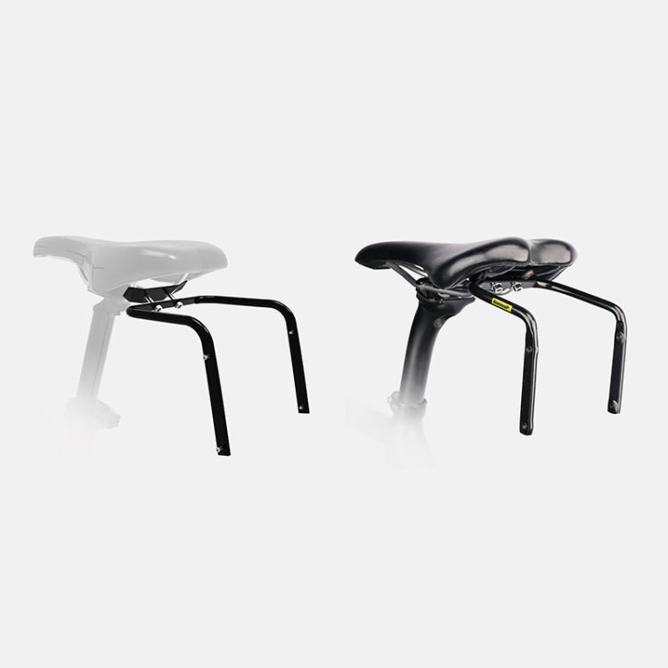 Bicycle tail bag stabilizer frame shown on the rear of a bike