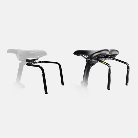 Bicycle tail bag stabilizer frame shown on the rear of a bike