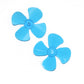 Two blue four-blade propellers with round central hubs