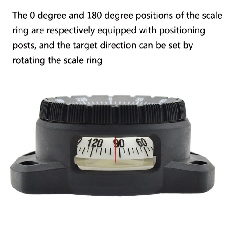 Diving compass close-up with rotating scale ring and front window
