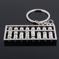 Rectangular abacus key ring charm with shiny silver beads on black base