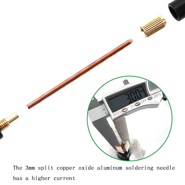 Copper electrode welding tips and spot welder pen with digital gauge detail