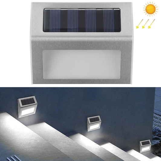 Brushed stainless steel solar LED stair wall light, dark solar panel and frosted diffuser