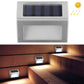 Rectangular stainless solar stair LED wall lights with bright step lighting glow