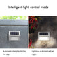 Solar LED stair wall light showing daylight panel and nighttime automatic glow