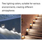 Solar LED stair wall lights in two lighting colors on outdoor steps