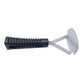 Tire scraper tool with triangular metal head and ribbed black rubber handle
