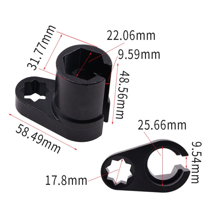 Oxygen sensor sleeve disassembly 1/2-inch angle wrench tool size diagram, black