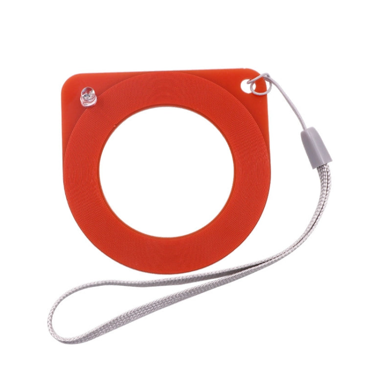 Red anti-theft induction coil detector with keychain lanyard and metal loop fastener