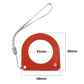 Red anti-theft induction coil detector with lanyard cord; front ring dimensions shown