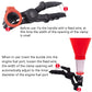 Red funnel and black clamp handle oil filling tool with translucent tube