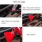 Red oil funnel tool for adding engine oil with translucent tube and clamp