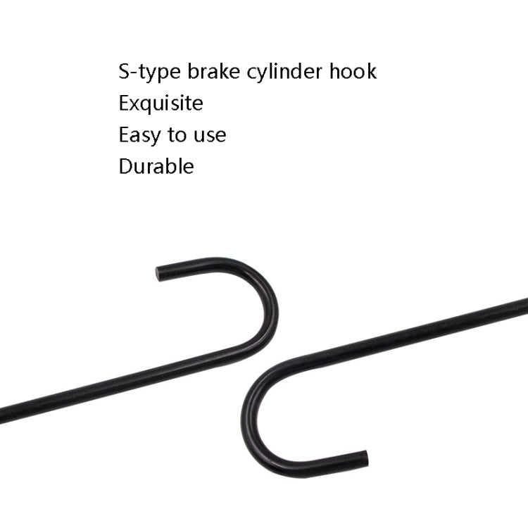 Black S-type brake cylinder hook with curved ends for hanging and storage