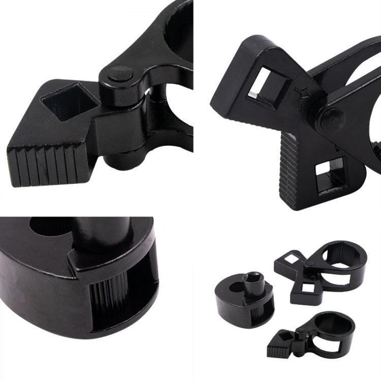 Black bidirectional wrench tool showing inner hex socket and fork-style prongs