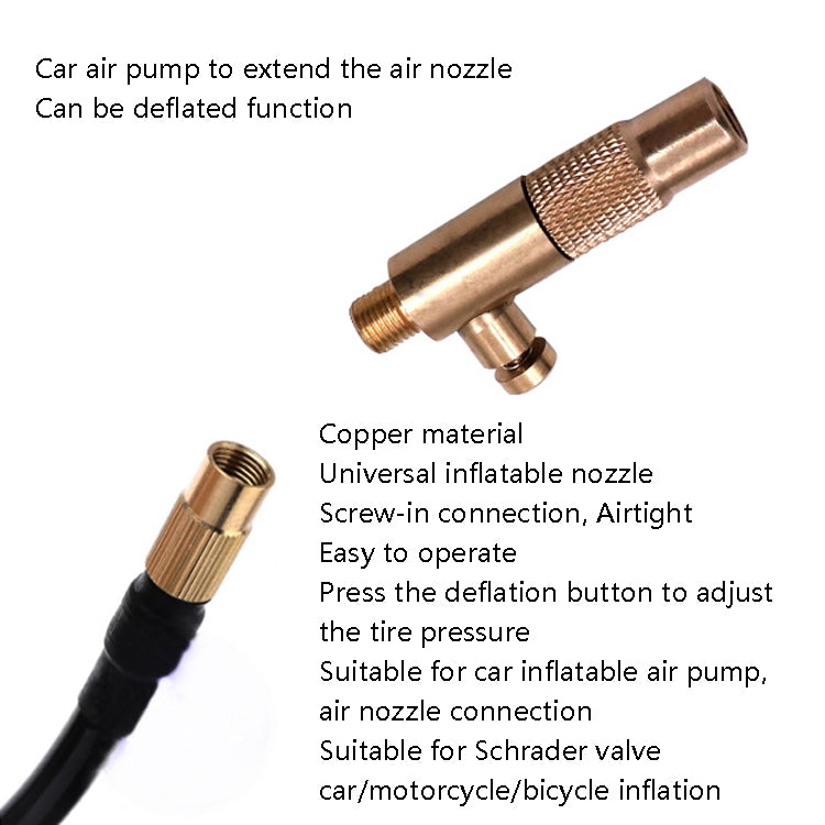 Brass inflatable nozzle extension with mesh sleeve and screw-on threaded connection