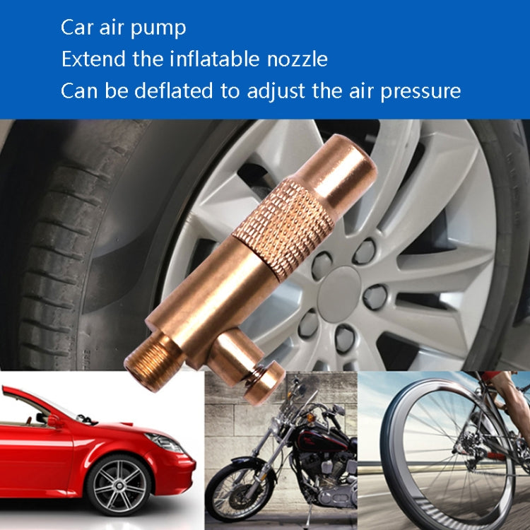 Brass air pump extension connector with mesh sleeve and threaded nozzle tip