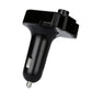 Black car Bluetooth FM charger with two USB outputs and slim cylindrical body