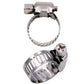 Stainless steel hose clamp with perforated band loop and screw bolt with hex head