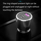 Black car USB-C charger with glowing ring ambient light on base
