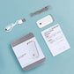 Hanging neck air purifier kit with USB cable, chain, and instruction papers