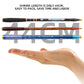 Blue fishing rod section with gold band detail, shown with hand for scale