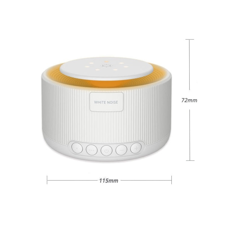 White cylindrical white-noise device with warm orange top ring and front control buttons