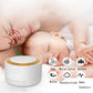 White cylindrical white-noise sleep device with warm orange top ring and button row
