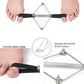 Toe corrector toe stretcher brace with black band and silver spring shown on foot
