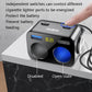 Ozio dual-USB car charger with two blue ports and rocker switches, handheld control