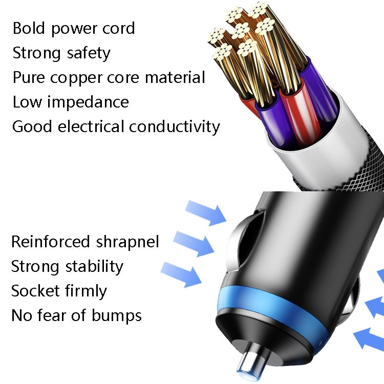 Ozio car charger plug with reinforced shaft and blue-ring connector detail