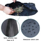 Black hanging hay storage bag with interior fill of hay and waterproof Oxford cloth material