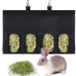 Black hanging hay storage bag with four rectangular hay windows and metal hanging hooks
