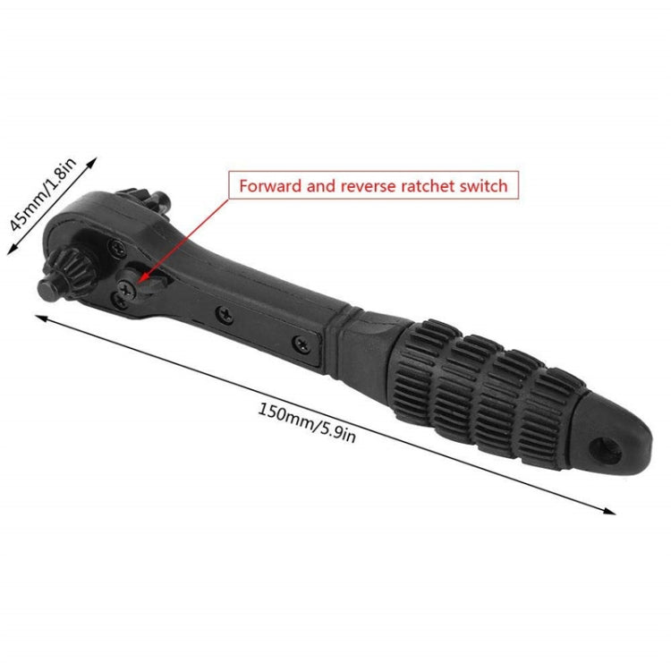Black drill chuck key wrench with textured grip and ratchet-style end