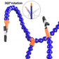 Blue flexible soldering lamp arms with orange tips and alligator-style clamp heads