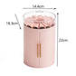 Pink five-layer jewelry storage box with clear lid and gold-toned handle
