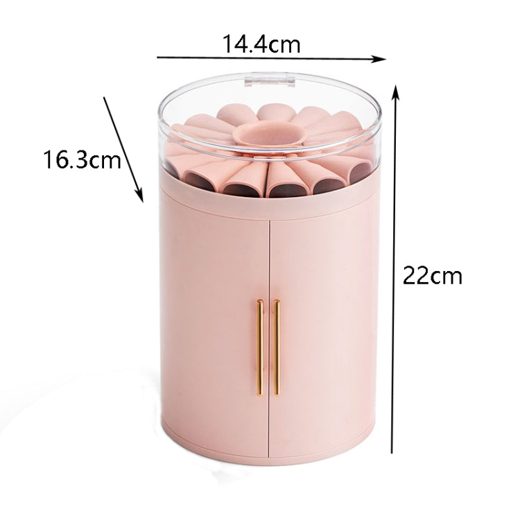 Pink five-layer jewelry storage box with clear lid and gold-toned handle