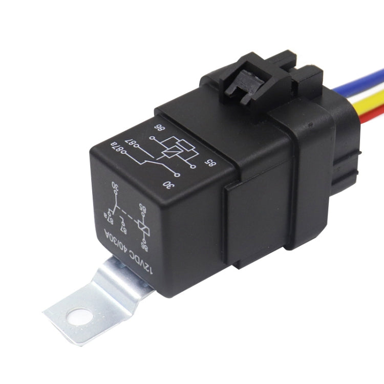 Automotive 5-pin waterproof relay with mounting bracket and multi-wire connector