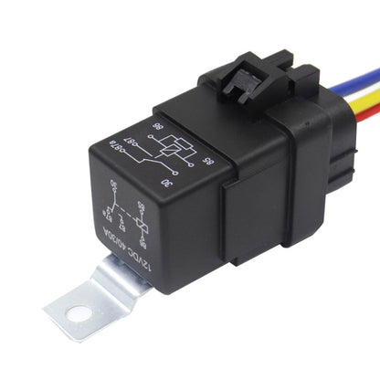 Automotive 5-pin waterproof relay with mounting bracket and multi-wire connector