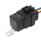 Automotive 5-pin waterproof relay with mounting tab and colored wire leads