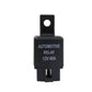 Standalone automotive relay with mounting tab, black housing, 12V 40A marking