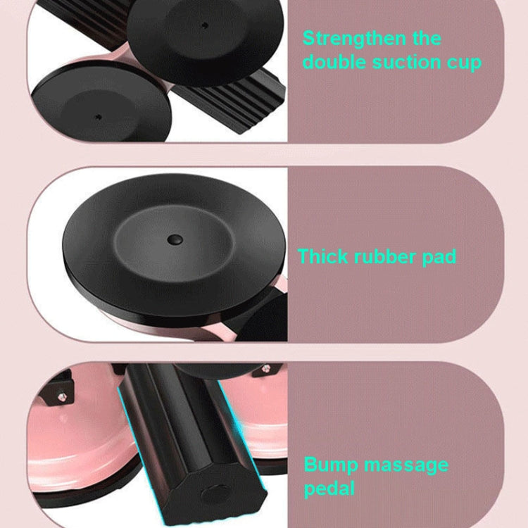 Sit-up aid with thick double suction cup pads and bump massage pedal