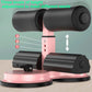 Sit-up aid exercise device with black foam rollers and pink suction base stand