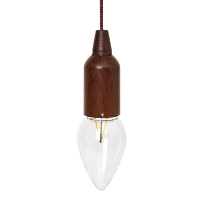 Brown pull-switch camping string light bulb with clear glass shade