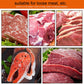 Raw meat cuts for tenderizing, showing different red meat textures